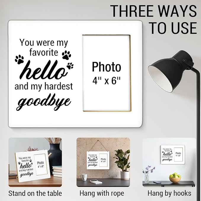 Dog Memorial Gifts for Loss of Dog, Pet Memorial Gift Picture Frame, Sympathy Gifts for Pet Lovers, Cat Passing Away Bereavement Remembrance Wood Photo Frames, 4 x 6 Inch Photo