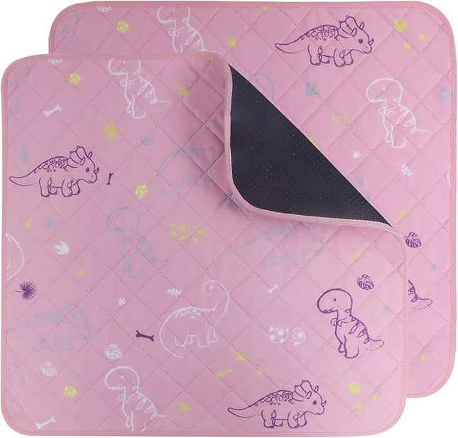 IEUUMLER Washable Pee Pads for Dogs, 2 Pack Non-Slip & Waterproof Pack Whelping Pad, Reusable Washable Puppy Potty Training Pad with Fast Absorbent for Playpen EU007 (Pink Dinosaur, 41"X41"-2pcs)