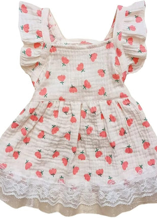 QWINEE Cute Flower Pattern Dog Dress Ruffle Trim Princess Dress Cat Vest Dress Lace Trim Summer Dress Pet Clothes for Small Medium Cats Dogs Kitten Puppy Pink S