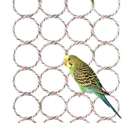 Bird Rat Climbing Rope Net Bird Swing, Parrot Cage Toys,Small Animal Activity Toy for Gerbil,Swing Hanging Play with Mirror for Macaw African Greys Parakeet Cockatoo Lovebirds (Bird Perch)