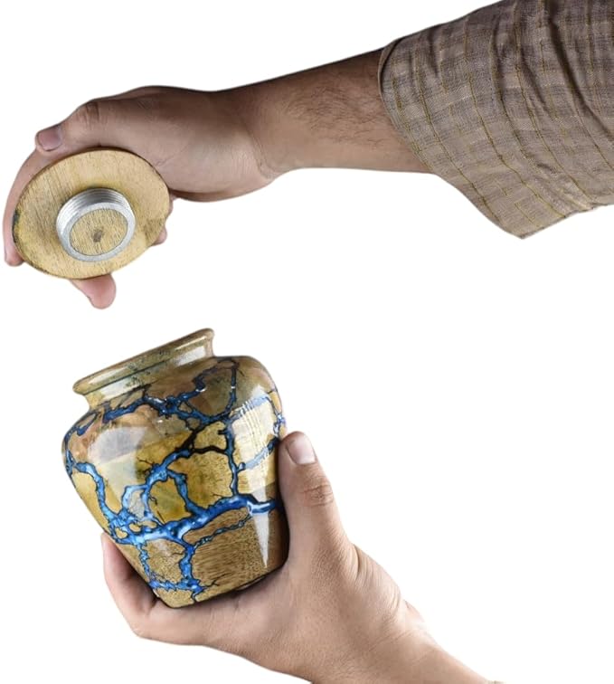 Wooden Cremation Urn for Pets Ashes Adult - Resin Urns for Dog Ashes Box for Cats Ashes - Decorative Urns - Burial and Funeral Box (Small - 20 lbs)