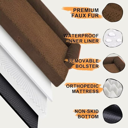 Small Dog Bed Waterproof Orthopedic Dog Beds for Medium Sized Dogs Comfy Pet Cat Bed with Sides, Washable Removable Cover