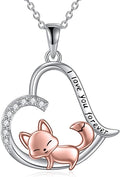 VONALA French Bulldog Guinea Pig Fox Sloth Necklace 925 Sterling Silver Cute Animal Heart Pendant Jewelry Gifts for Women
