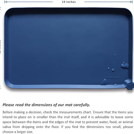 Hoki Found Silicone Pet Food Mats - Non Slip Dog Cat Bowl Placemats - Waterproof Dog Cat Food Mats - Suitable for Carpet - Indigo Ink