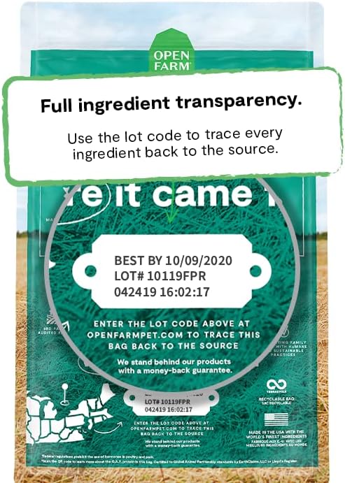 Open Farm, Ancient Grains Dry Dog Food for Puppies, Protein-Rich & Nutrient Dense, 90% Animal Protein Mixed with Non-GMO Fruits, Veggies and Superfoods, Chicken & Salmon Recipe for Puppy, 4lb Bag