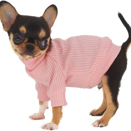 LOPHIPETS Small Dog Turtleneck Sweaters for Teacup Chihuahua Yorkie Puppy Cat Clothes-Bright Light Pink/XS