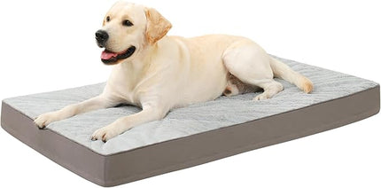KSIIA Orthopedic Dog Bed - Waterproof, Large, Plush, Washable with Egg Crate Foam & Removable Cover & Nonskid Bottom, 36 x 27 Inch, Gray