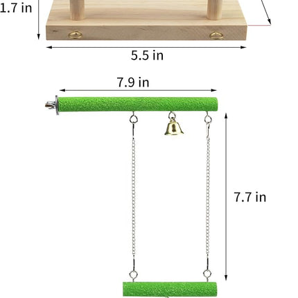 Bird Perches for Cage, Natural Wood Platform Bird Swing Bird Perch Stand Paw Grinding Stick for Parakeet Cockatiels Lovebirds Cage Accessories