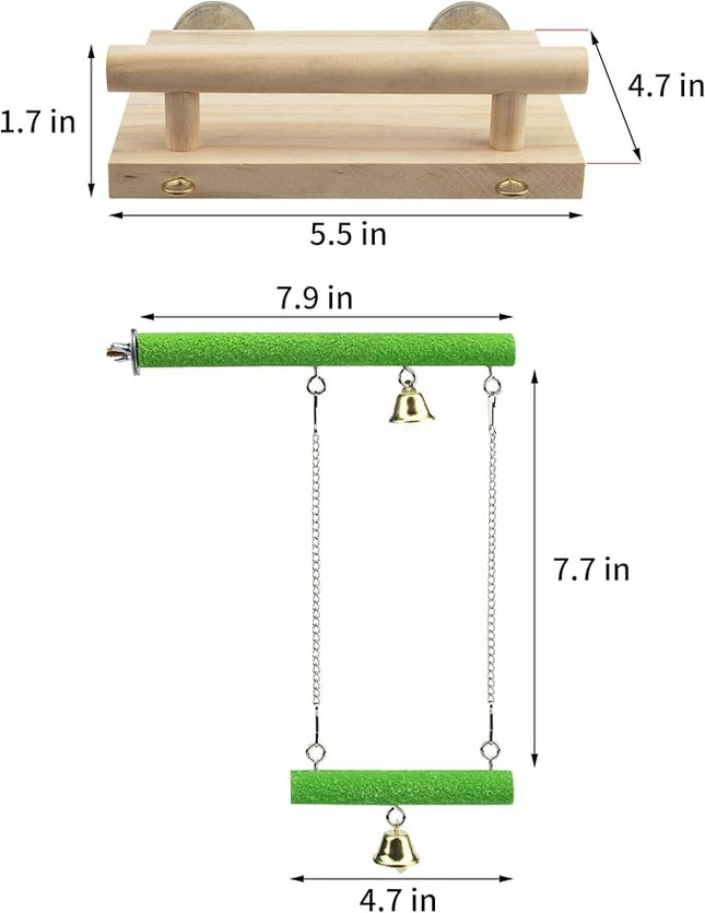 Bird Perches for Cage, Natural Wood Platform Bird Swing Bird Perch Stand Paw Grinding Stick for Parakeet Cockatiels Lovebirds Cage Accessories