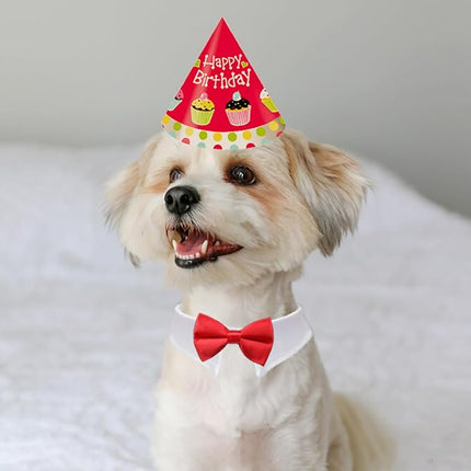 Dog Bowtie, KOOLMOX Tux Dog Collar for Weddings with Handcrafted Adjustable White Collar and Black Tie, Classic Neck Tie for Small to Medium Dogs Cats Puppies Valentine's Costumes