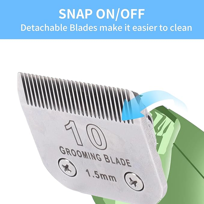 Size 10+30+40+7FC+5FC+4F+3-3/4FC Detachable Dog Grooming Blades, Compatible with Andis, Oster A5, Wahl KM10 Series Clippers, Silver (7 Packs)