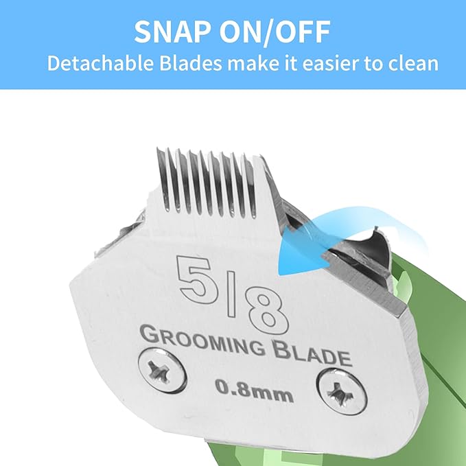 2 Pcs Size 5/8toe Detachable Dog Grooming Blades, Compatible with Andis, Oster A5, Wahl KM10 Series Clippers, Cut Length 0.8mm, Silver (5/8toe 0.8mm, 2 Packs)