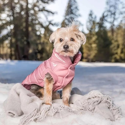 Blueberry Pet Cozy Mauve Pink Dog Jacket – Lightweight Quilted Puffer Winter Coat for Small Dogs, Size 12 (14" Back Length), Warm Outdoor Wear with Easy On/Off Design