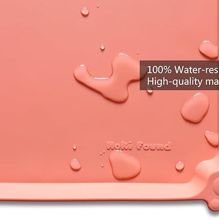 Hoki Found Large Silicone Pet Feeding Mats Tray - Non Slip Dog Cat Bowl Mats - Waterproof - Burnt Coral