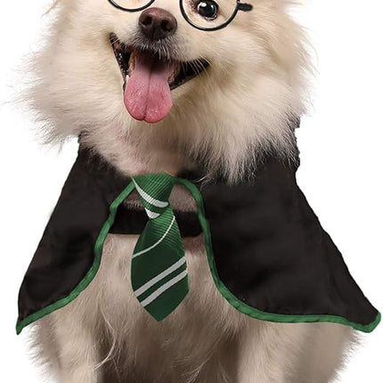 Halloween Dog Costume Wizard Pet Shirt Funny Cat Clothes for Dogs Cats Clothing Outfits with Glasses (Small,Green)