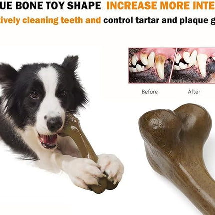 Aggressive Dog Chew Toys - Nylon Bones, Indestructible, Durable Teething Toys for Medium Large Dogs, Extreme Chew Toys, Beef Flavor (2pcs)