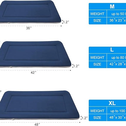 Magic Dog Extra Large Soft Crate Pad Mat, Jumbo 48 Inches Machine Washable Pet Bed Kennel Pad With Non-Slip Bottom, Dark Blue