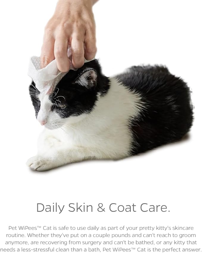 Cat All Purpose Pet WiPees™ – 100 Daily Cat Bath Wipes, All Natural Cat Wipes for Ears, Fur & Folds, Gentle Pet Wipes for Cats, pH-Balanced to Cats Specific Skin & Biome (Calming, 100ct)