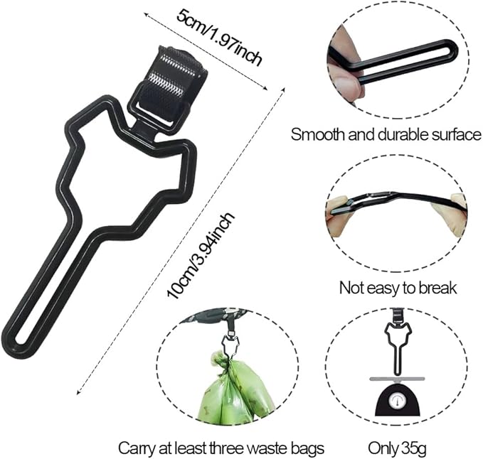 10 Pcs Dog Poop Bag Holder, Waste Bag Holder, Dog Poop Bag Carrier, Hand Free Holder (Black)