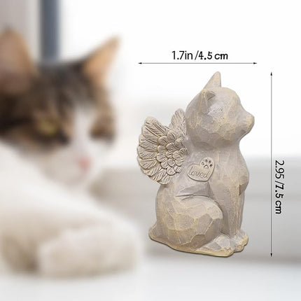 Cat Angel Memorial Figurine, Gray, Resin Sculpture for Cat Lovers, Pet Loss Gift, Hand-Painted