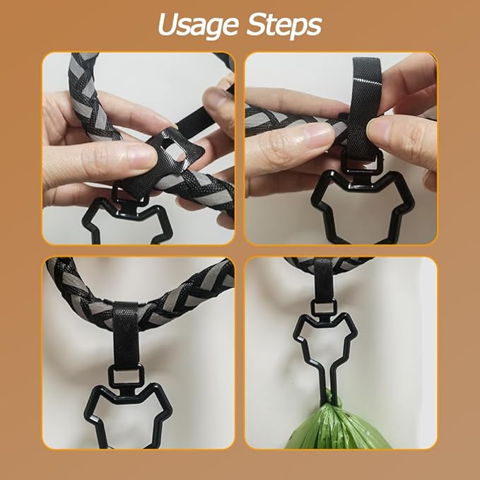 10 Pcs Dog Poop Bag Holder, Waste Bag Holder, Dog Poop Bag Carrier, Hand Free Holder (Black)