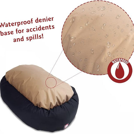 Majestic Pet 24 Inch Poly-Cotton Sherpa Calming Dog Bed Washable 24x18x7 (inch) – Cozy Soft Round Donut Dog Bed with Spine for Head Support - Pet Bed Small - Black