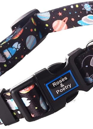 Roses&Poetry Dog Collar with Colourful Star Patterns, Adjustable Durable Puppy Collars for Small Medium Large Dogs (Star-XS)