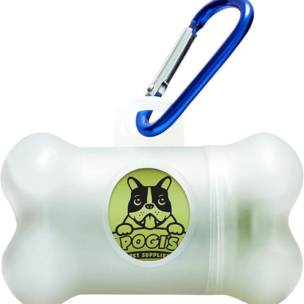 Pogi’s Dog Poop Bag Dispenser – Holder with Metal Carabiner for Leashes, Includes 15 Fresh Scented Bags