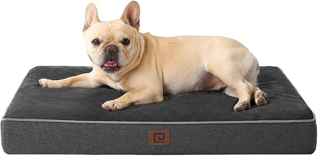 EHEYCIGA Waterproof Dog Bed Orthopedic 30"x20", Memory Foam Pet Bed for Medium Dogs, Washable Pet Mat with Removable Cover, Dark Grey
