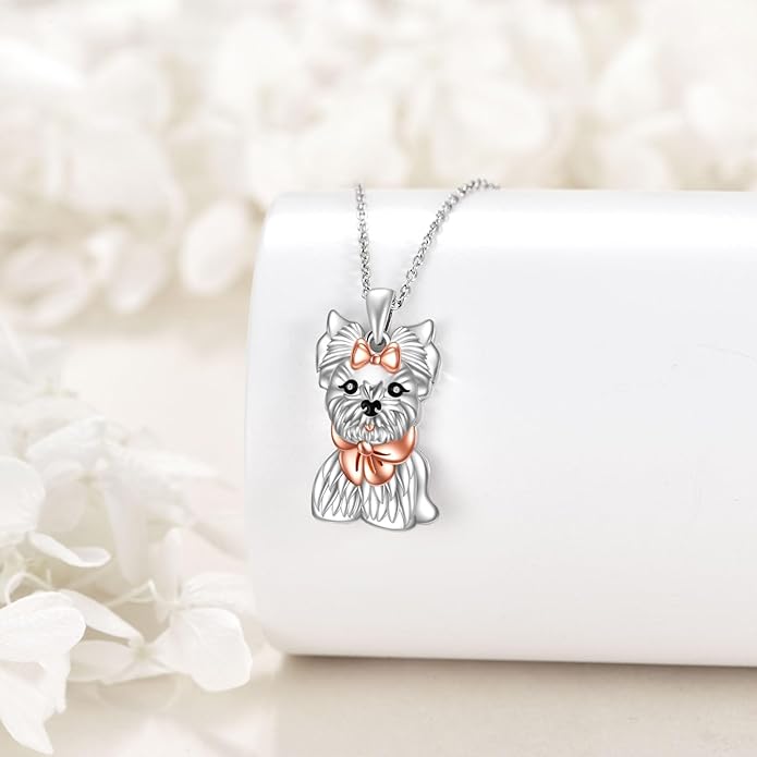 VONALA French Bulldog Guinea Pig Fox Sloth Necklace 925 Sterling Silver Cute Animal Heart Pendant Jewelry Gifts for Women