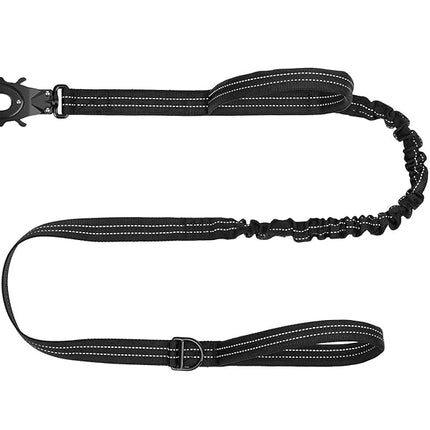 ICEFANG Tactical Dog Leash,K9 Training Walking Bungee Lead with 2 Control Handle,Heavy Duty Quick Release Metal Clasp,Hands Free D-Ring for Medium Large Dogs (4ft,Reflective Black)