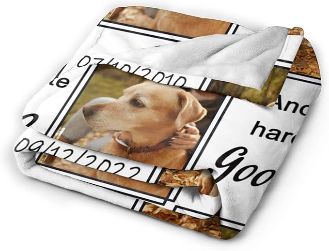 Funnylife Personalized Dog Memorial Gifts Custom Pet Memorial Blankets with Photos and Name, Dog Passed Away Sympathy Gifts 60“ x 80"