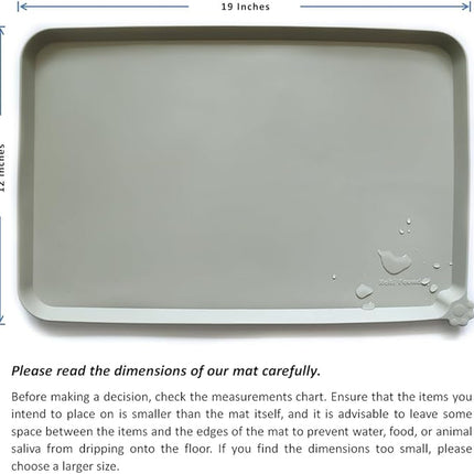 Hoki Found Silicone Pet Food Tray - Non Slip Pet Dog Cat Bowl Placemat - Feeding Mat - Waterproof Dog Cat Food Mats - For Carpet - Cream Green