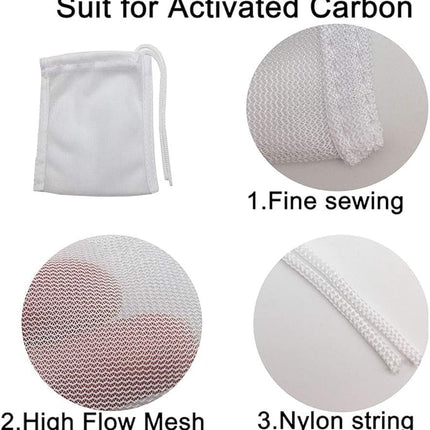 6 Pack Small Sized Filter Bags for Activated Carbon,3 by 4 inches High Flow Aquarium Mesh Media Filters Bag with Drawstrings for Fish Tank Charcoal Filter Bags