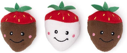 ZippyPaws Multi-Pack - Dog Squeaky Toys to Keep Them Busy, Funny Food Plush for Small & Medium Dogs, Cute Stuffed Puppy Toy, Pet Products, Dog Gift for Valentine's Day - Chocolate Covered Strawberries