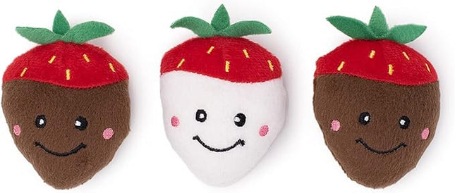 ZippyPaws Multi-Pack - Dog Squeaky Toys to Keep Them Busy, Funny Food Plush for Small & Medium Dogs, Cute Stuffed Puppy Toy, Pet Products, Dog Gift for Valentine's Day - Chocolate Covered Strawberries