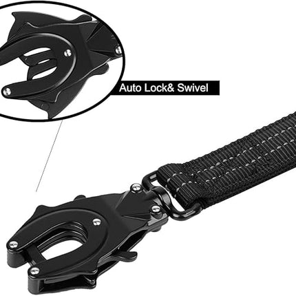 ICEFANG Tactical Dog Leash,K9 Training Walking Bungee Lead with 2 Control Handle,Heavy Duty Quick Release Metal Clasp,Hands Free D-Ring for Medium Large Dogs (4ft,Reflective Black)