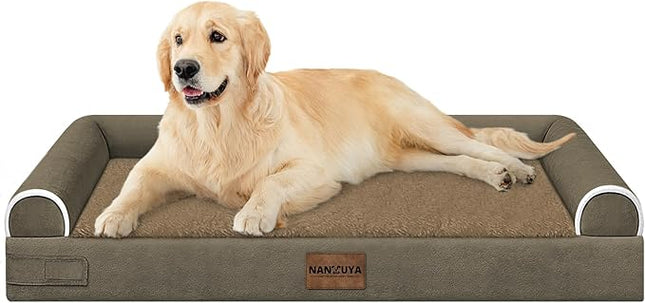 Large Dog Bed Orthopedic Washable: Beds Bolster XL Bed Big XLarge Dogs Memory Foam Sofa Couch Waterproof Removable Cover - Brown