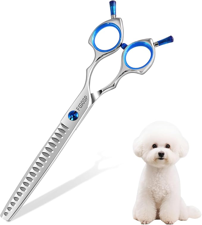 Chunkers Dog Grooming Scissors Professional Thinning Shears for Dogs Trimming 70% Thinning Rate 19 Teeth Symmetric Handle for Pet Groomers or Family DIY Use