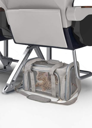 Cat Carriers Dog Carrier Pet Carrier For Small / Medium Cats Dogs Puppies (Up To 15lbs), TSA Airline Approved Small Dog Carrier Soft Sided, Collapsible Waterproof Travel Puppy Carrier - Grey