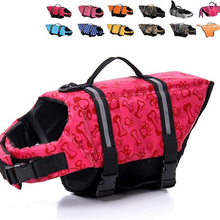HAOCOO Dog Life Jacket Vest Saver Safety Swimsuit Preserver with Reflective Stripes/Adjustable Belt Dogs?Pink Bone,XL