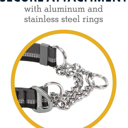 Ruffwear, Chain Reaction Dog Collar, Adjustable Reflective Martingale Escape-Proof Collar with Stainless Steel Chain, Professional Training Control, Basalt Gray, 11"-14"