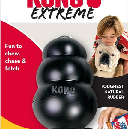 KONG Extreme Dog Toy - Fetch & Chew Toy - Treat-Filling Capabilities & Erratic Bounce for Extended Play Time Most Durable Natural Rubber Material - for Power Chewers - for Small Dogs