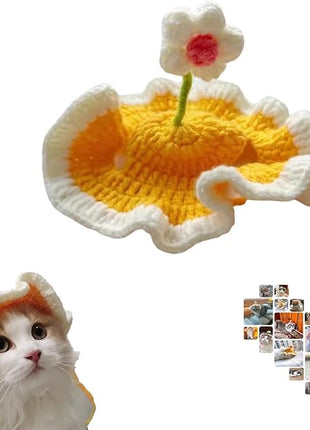 Cat Part Hat with Ear Holes and Adjustable tie, Soft Polyester, Washable| Cute Flower Party Hat for Cats 4–16 lbs, Holiday & Photo Outfit