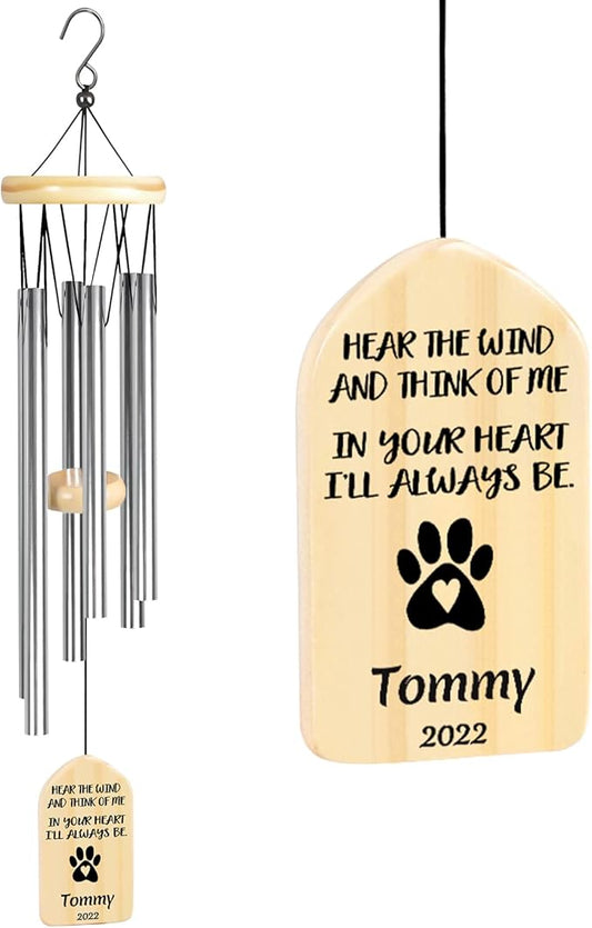 Dog Memorial Gifts, Jocidea Personalized Pet Memorial Wind Chime, Loss of Dog Sympathy Gift, Pet Remembrance Gifts, in Memory of Dog Cat, Loss of Pet - Hear The Wind
