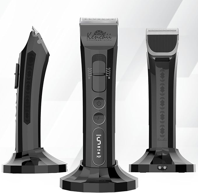 Kenchii Flash Dog Clippers for Grooming - 4-in-1 Digital Cordless Dog Grooming Clippers - Precision Pet Grooming Trim, Shape, and Style Effortlessly, Pearl Black