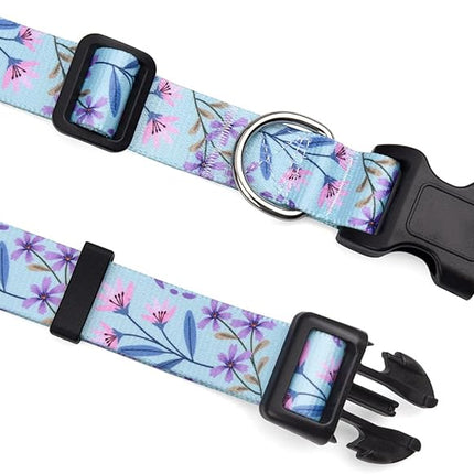 Dog Collar with Bohemia Floral Tribal Geometric Patterns - Soft Ethnic Style Collar Adjustable for Small Medium Large Dogs(Floral Purple,XS)
