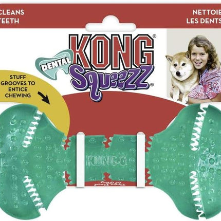 KONG Squeezz Dental Bone - Dog Toy for Cleaning Teeth - Flexible Chew Toy for Gentle & Mild Chewers - for Medium/Large Dogs