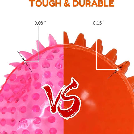 4.5” Heavy Duty Squeaky Dog Balls for Medium Large Dogs, Dog Toys for Aggressive Chewers, Spike Ball Toys for Clean Teeth and Training(2 Pack)