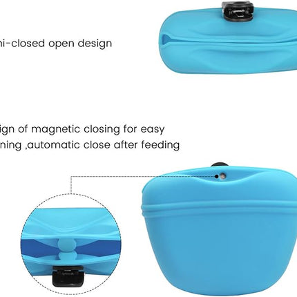 AUDWUD Silicone Dog Treat Pouch,with Dog Training Clicker,Clip on Portable Training Container,Convenient Magnetic Buckle Closing and Upgraded Waist Clip for Enhanced Stability